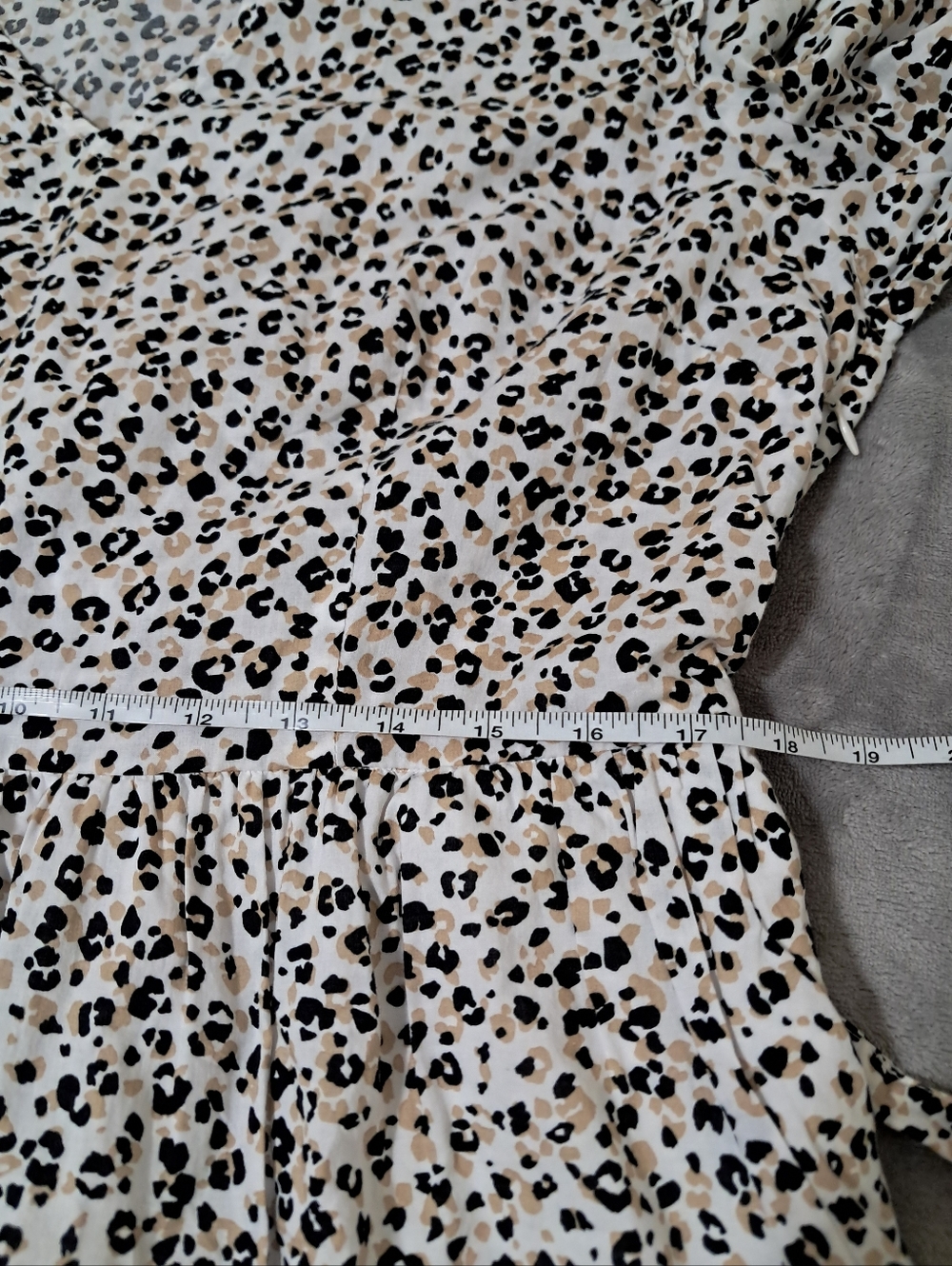 J. Crew Cotton Lightweight Cream Leopard-Print Long Sleeve Dress Pockets Sz. XL - Picture 7 of 10